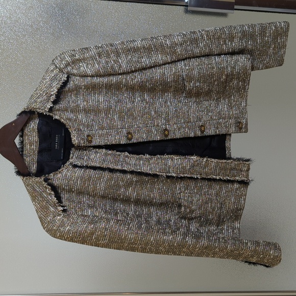 Zara Metallic Gold Tweed Jacket - Picture 1 of 5